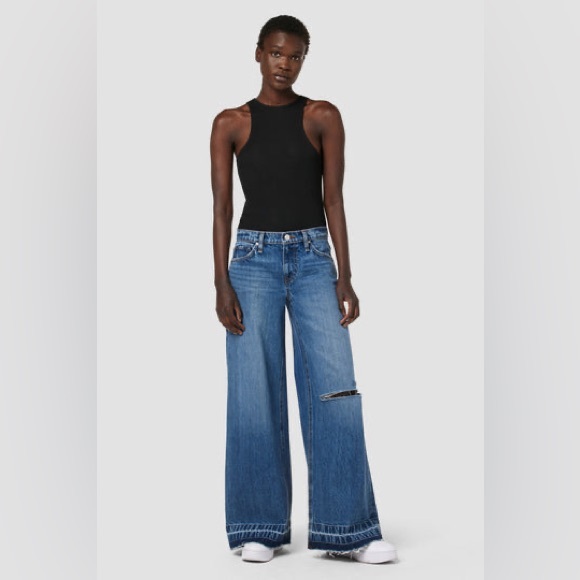 NWT: Hudson JeansFreya Distressed Wide-Leg Jeans